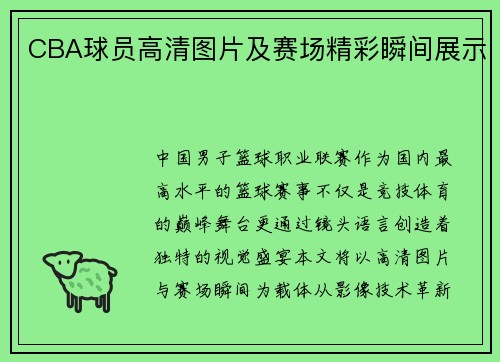 CBA球员高清图片及赛场精彩瞬间展示